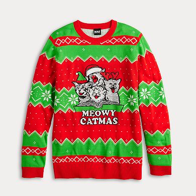 Men's Meowy Catmas Graphic Intarsia Sweater