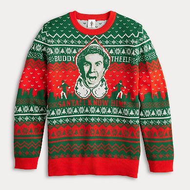Men's Buddy The Elf Graphic Intarsia Sweater
