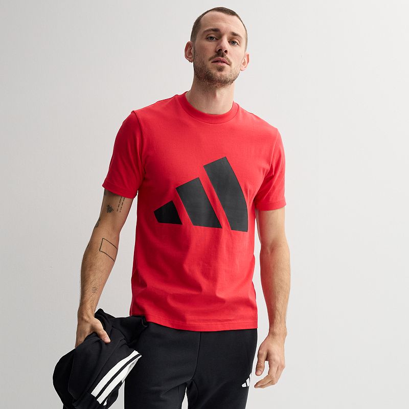 Men's adidas Essentials Big Logo Sportswear T-Shirt, Size: Large, Pure Red