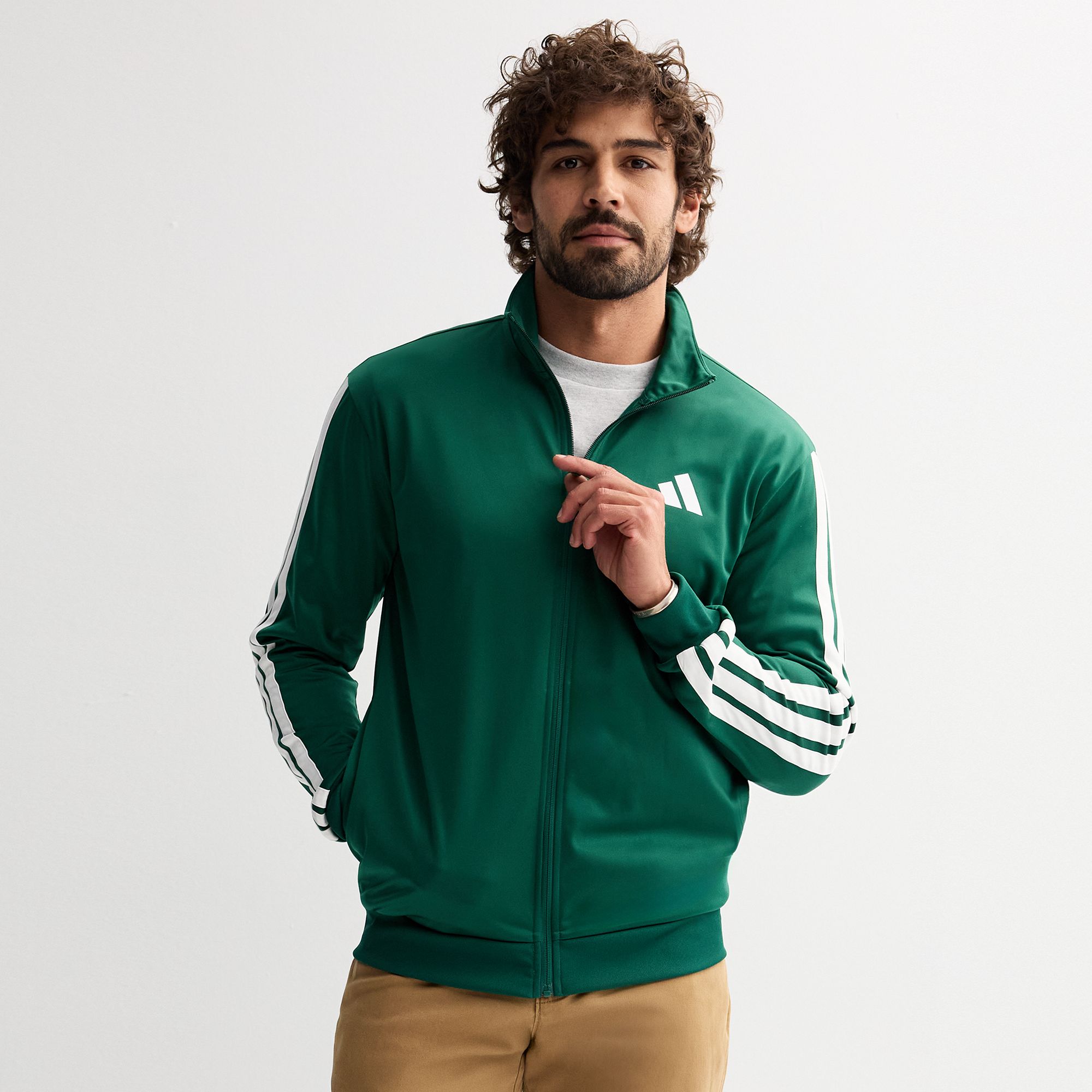 Mens adidas 3-Stripes Tricot Regular Sportswear Track Jacket, Size: Small,