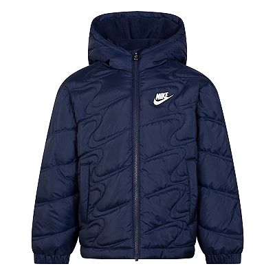 Boys 4 7 Nike Swoosh Quilted Water Resistant Midweight Puffer Jacket Color Midnight Navy Size 7 Boy s Blue