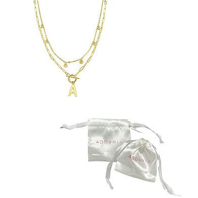 Adornia 14k Gold Plated Layered Initial Toggle Necklace