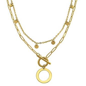 Adornia 14k Gold Plated Layered Initial Toggle Necklace