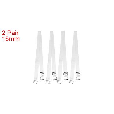 2 Pair Non-slip Invisible Clear Bra Shoulder Strap With Stainless Steel Hook Transparent 15mm