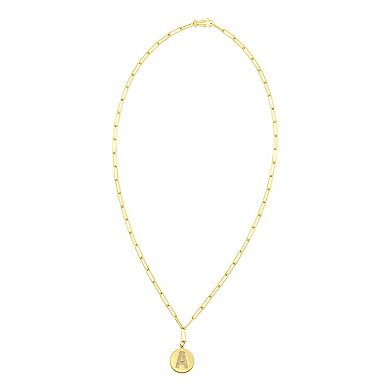 Adornia Gold Tone Adjustable Cubic Zirconia Initial Disc Pendant Paperclip Necklace