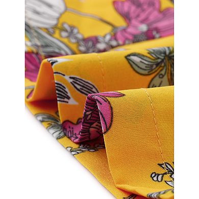 Women's Floral Square Neck Crop Blouse And Tie Waist Wide Leg Pants Set