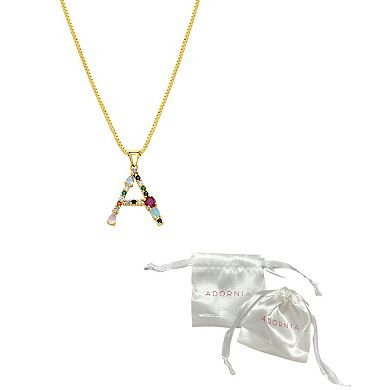 Adornia Gold Tone Multi Color Cubic Zirconia Initial Necklace