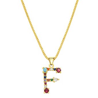 Adornia Gold Tone Multi Color Cubic Zirconia Initial Necklace