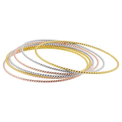 Adornia 14K Gold Plated 7-Piece Skinny Bangle Set