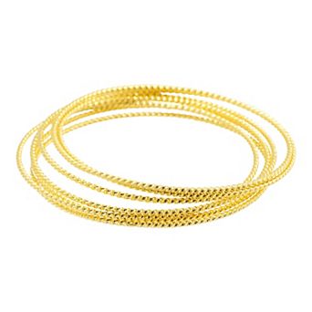 Adornia 14k Gold Plated 7 pc Skinny Bangle Set