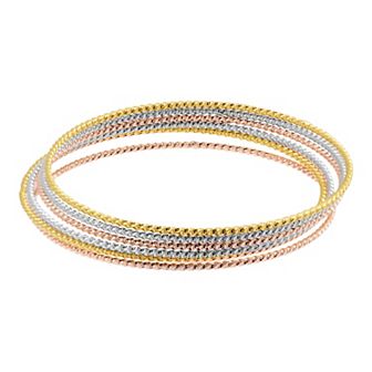 Adornia 14k Gold Plated 7 pc Skinny Bangle Set