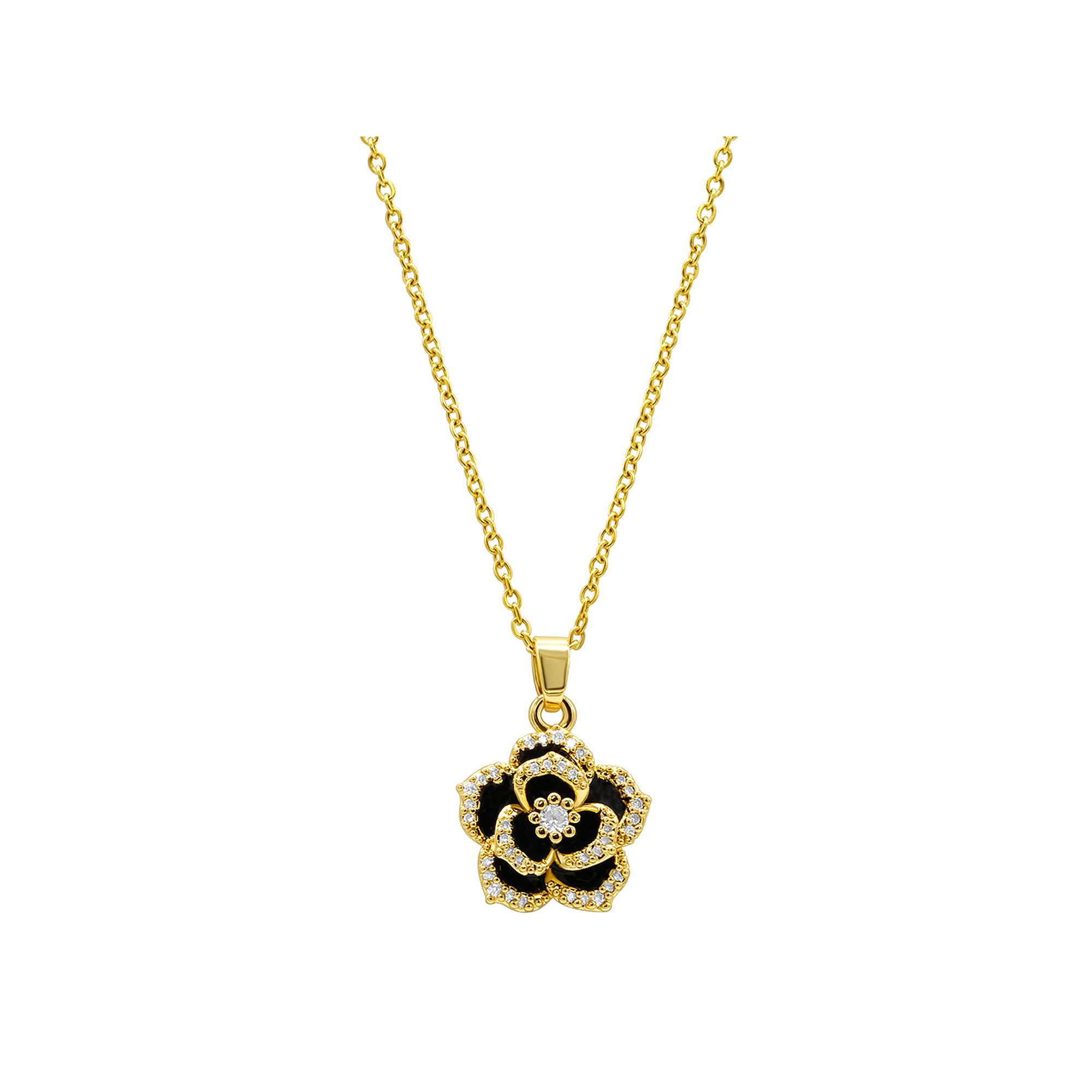 Adornia 14k Gold Plated Black Crystal Carnelian Necklace, Womens, Size: 1