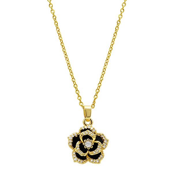 Adornia 14k Gold Plated Black Crystal Carnelian Necklace - Black