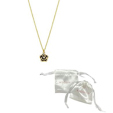 Adornia 14K Gold Plated Black Crystal Carnelian Necklace