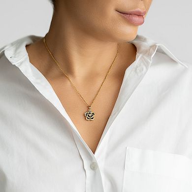 Adornia 14K Gold Plated Black Crystal Carnelian Necklace