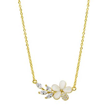 Adornia 14k Gold Plated Crystal Flower Branch Leaf Necklace