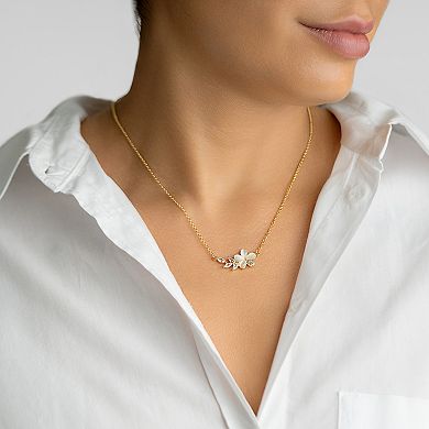 Adornia 14K Gold Plated Crystal Flower Branch Leaf Necklace