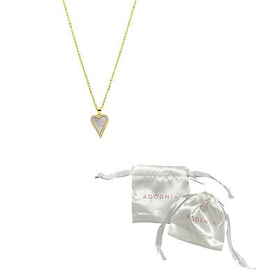 Adornia 14K Gold Plated White Mother-of-Pearl Crystal Halo Heart Necklace