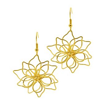 Adornia 14k Gold Plated Wire Flower Earrings
