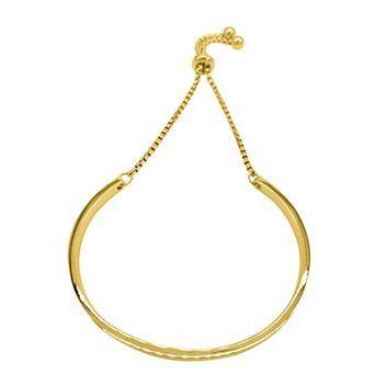 Adornia 14k Gold Plated Curved Bar Slider Bracelet