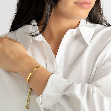 Adornia 14K Gold Plated Curved Bar Slider Bracelet