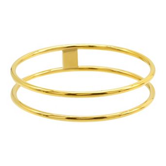 Adornia 14k Gold Plated Stainless Steel Double Row Bangle Bracelet