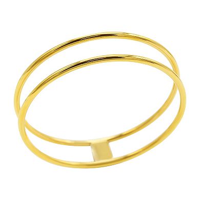 Adornia 14k Gold Plated Stainless Steel Double Row Bangle Bracelet