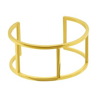 Adornia 14k Gold Plated Stainless Steel Double Row Cuff Bracelet