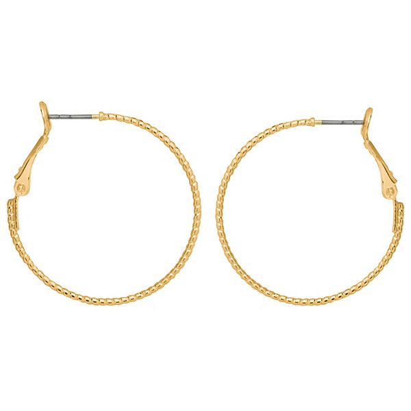 Emberly Gold Tone Delicate Textured Hoop Earrings