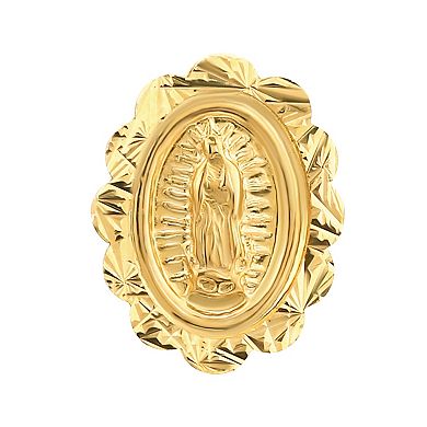 Forever 14k 14k Gold Diamond Cut Virgin Mary Stud Earrings