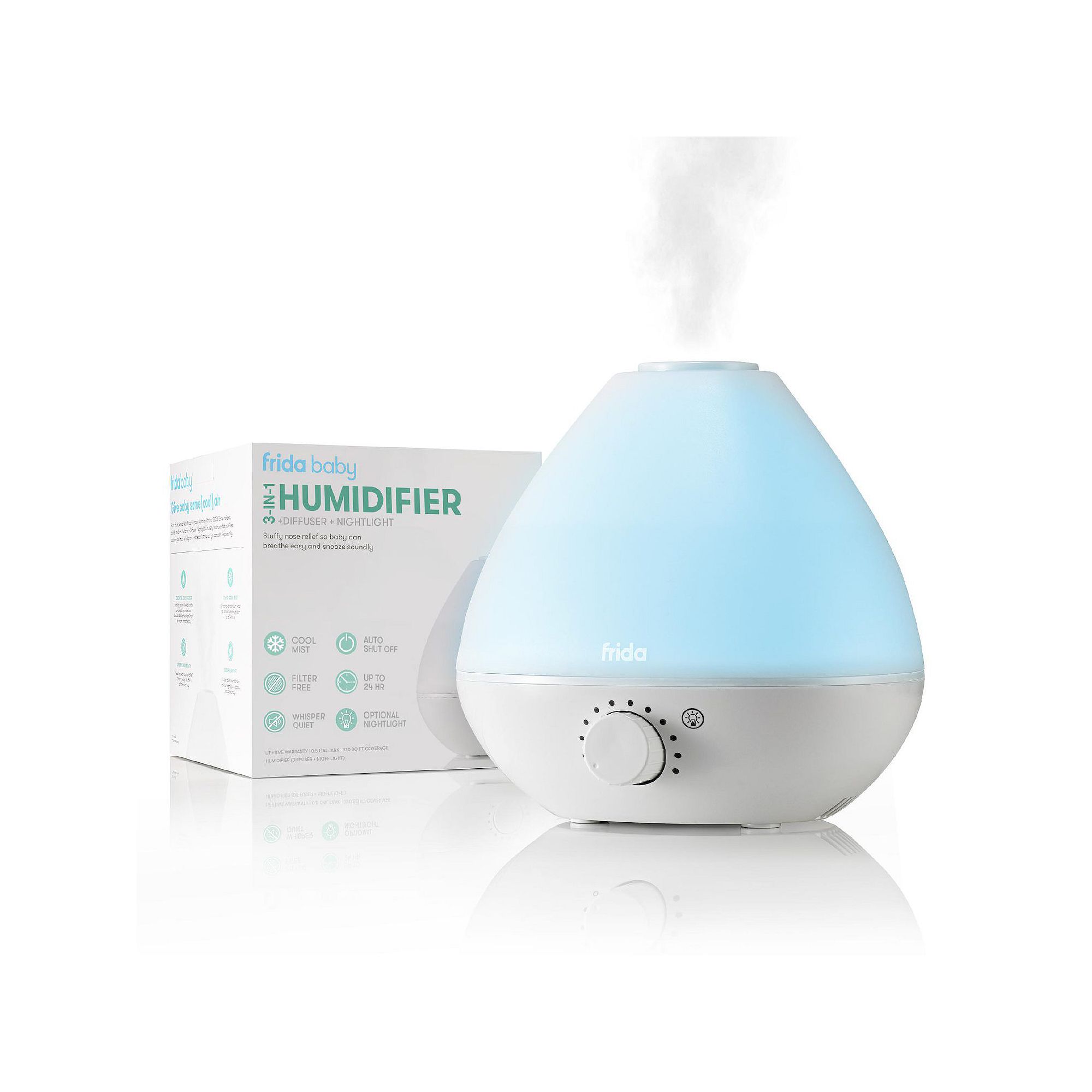 Frida Baby 3-in-1 Humidifier with Diffuser & Nightlight, White