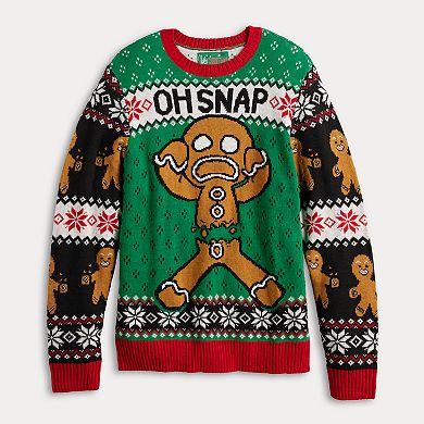 Men's "Oh Snap" Gingerbread Man Holiday Sweater