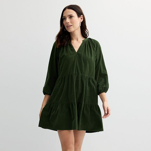 louren】back tie 脂っこ corduroy dress 