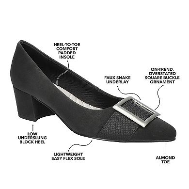 Easy Street Women's Cider Faux Snake Detailed Top Buckle Pumps