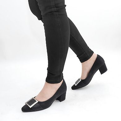 Easy Street Women's Cider Faux Snake Detailed Top Buckle Pumps