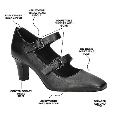 Easy Street Women's Willis Double Strap Mary Jane Pumps