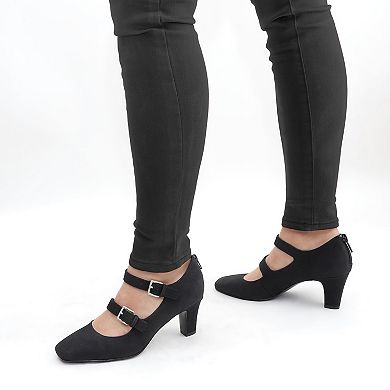 Easy Street Women's Willis Double Strap Mary Jane Pumps