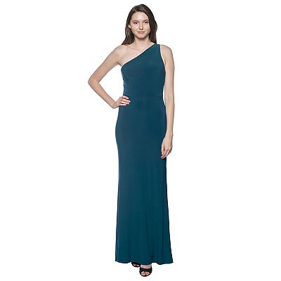 one strap blue dress Strappy-Back One-Shoulder Long Prom Dress
