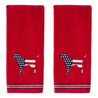 SKL Home Red White Blue Hound 2 pc Hand Towel Set