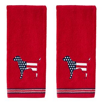 SKL Home Red White Blue Hound 2 pc Hand Towel Set