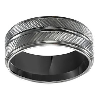 Men's Black Tungsten Textured Comfort Fit Band Ring