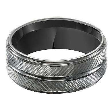 Men's Black Tungsten Textured Comfort Fit Band Ring