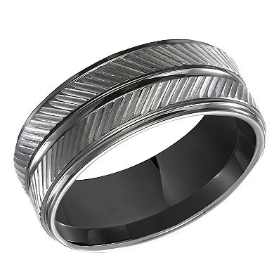 Men's Black Tungsten Textured Comfort Fit Band Ring