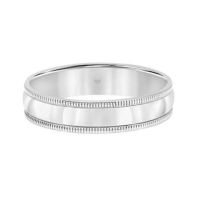 Men's Sterling Silver Milgrain Edge Band Ring