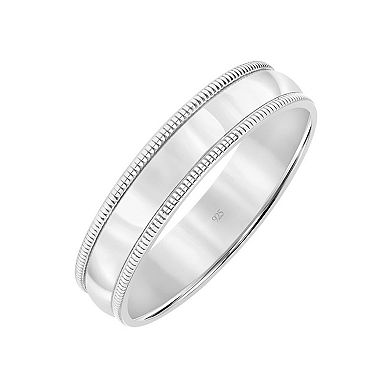 Men's Sterling Silver Milgrain Edge Band Ring