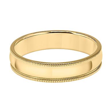 Men's Sterling Silver Milgrain Edge Polished Band Ring