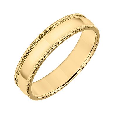 Men's Sterling Silver Milgrain Edge Polished Band Ring
