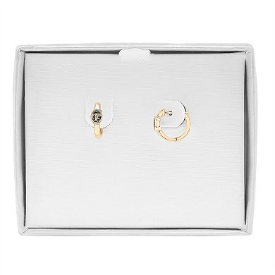 14k Gold Over Sterling Silver Lab-Created Stone Hoop Earrings