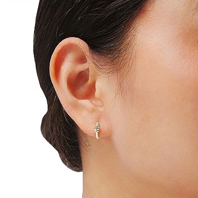 14k Gold Over Sterling Silver Lab-Created Stone Hoop Earrings
