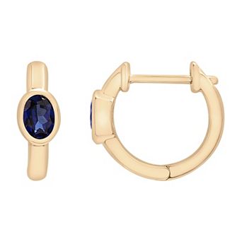 14k Gold Over Sterling Silver Lab-Created Stone Hoop Earrings